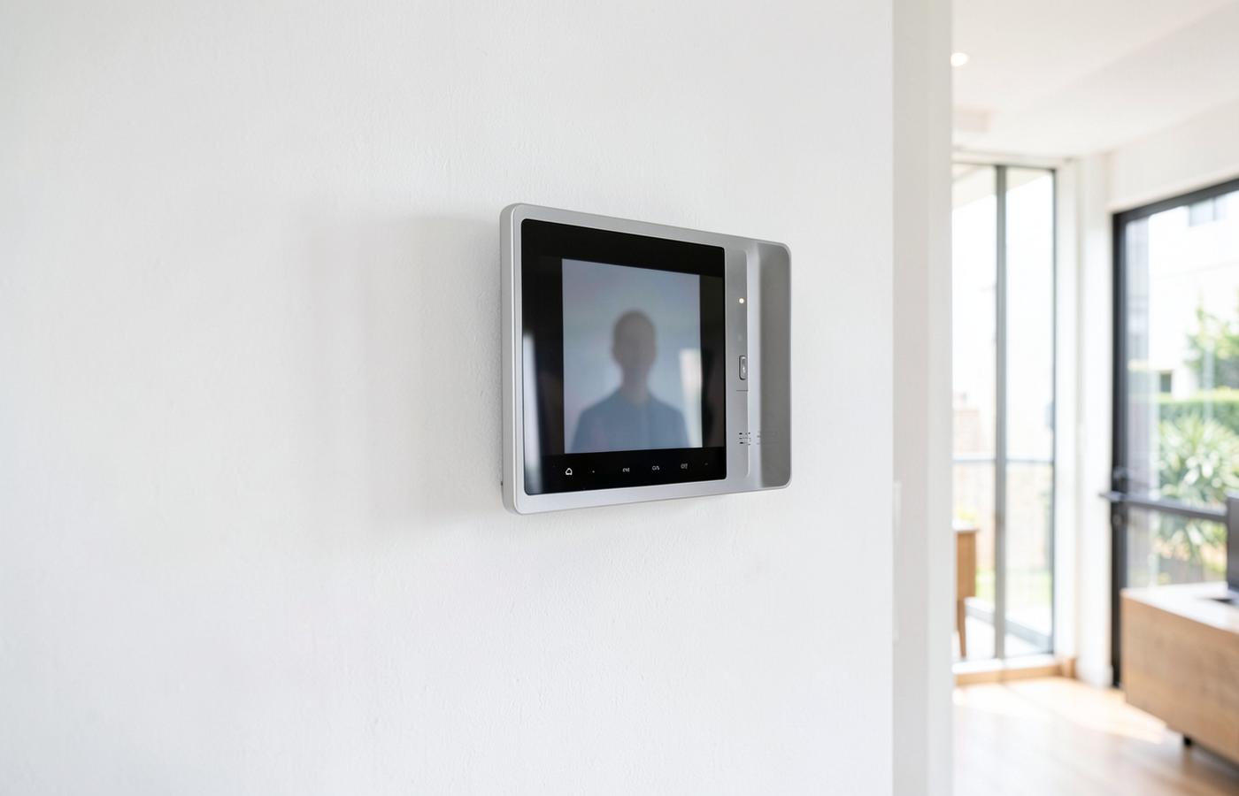 Monitor de videoportero en el interior de una vivienda